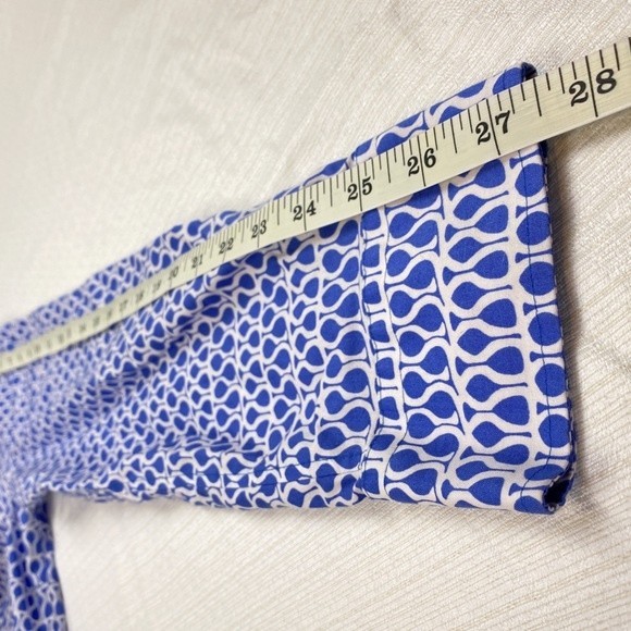 Talbots Blue Geometric Print Long Sleeve Button Up Shirt - Picture 8 of 13